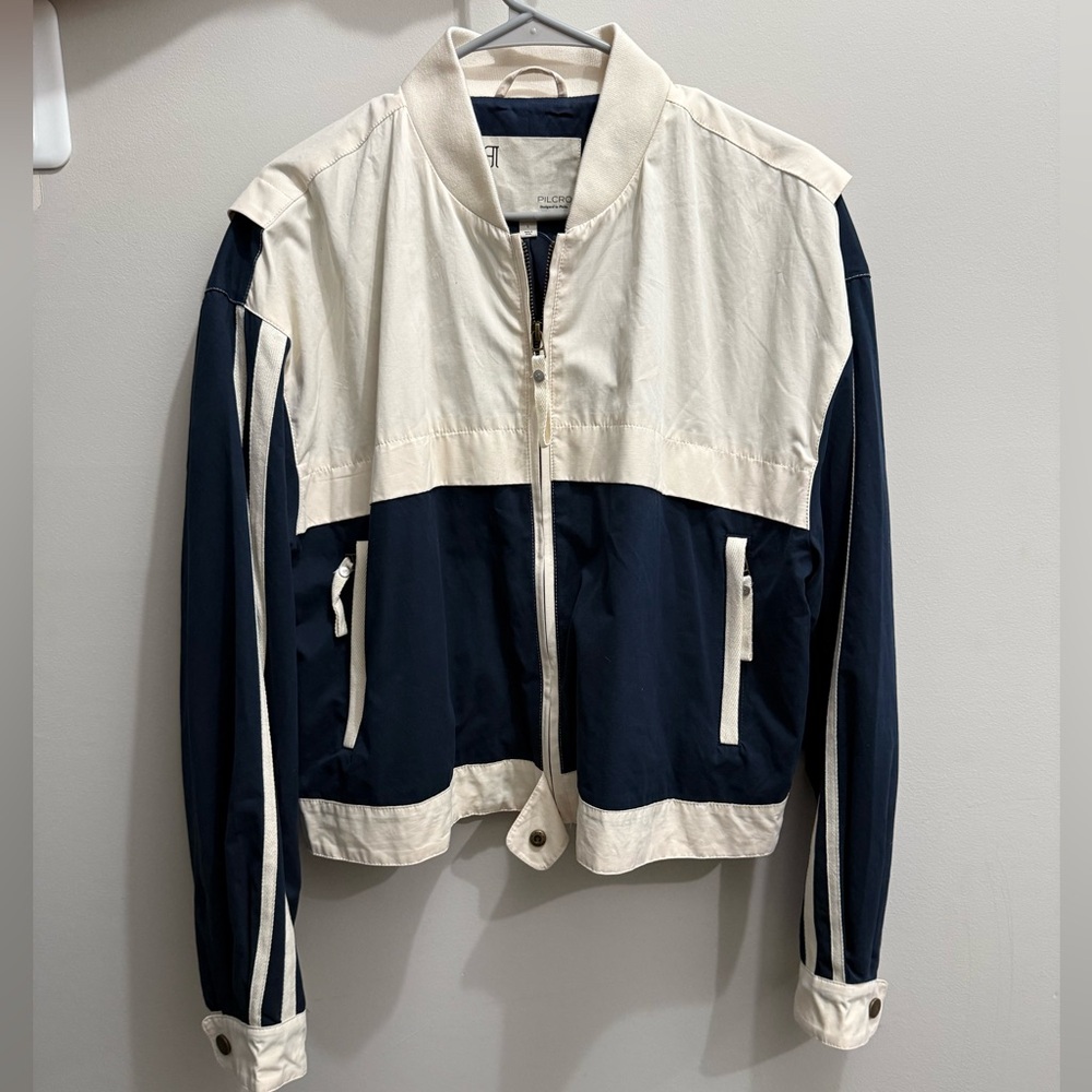 Pilcro Navy and Cream Bomber Jacket